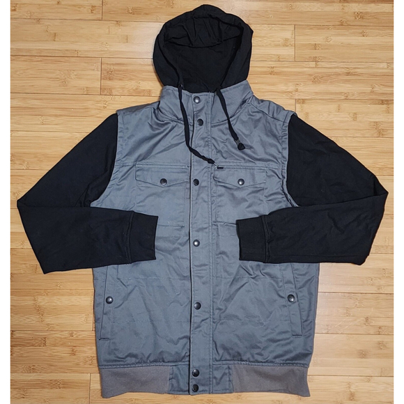 Dravus Heading Nowhere Black Gray Canvas Full Zip Hooded Hunting Jacket Men's M - Picture 1 of 10